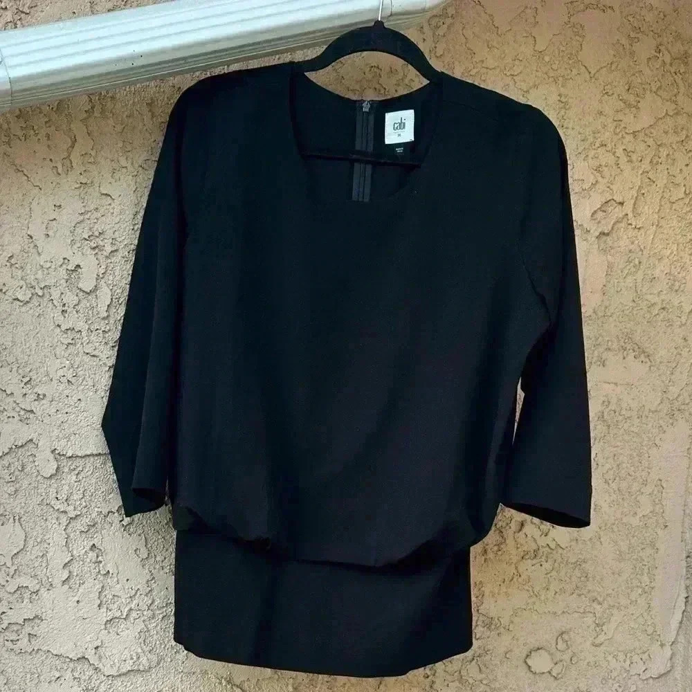 CAbi Women's 3/4 Sleeves Black Blouse Size M